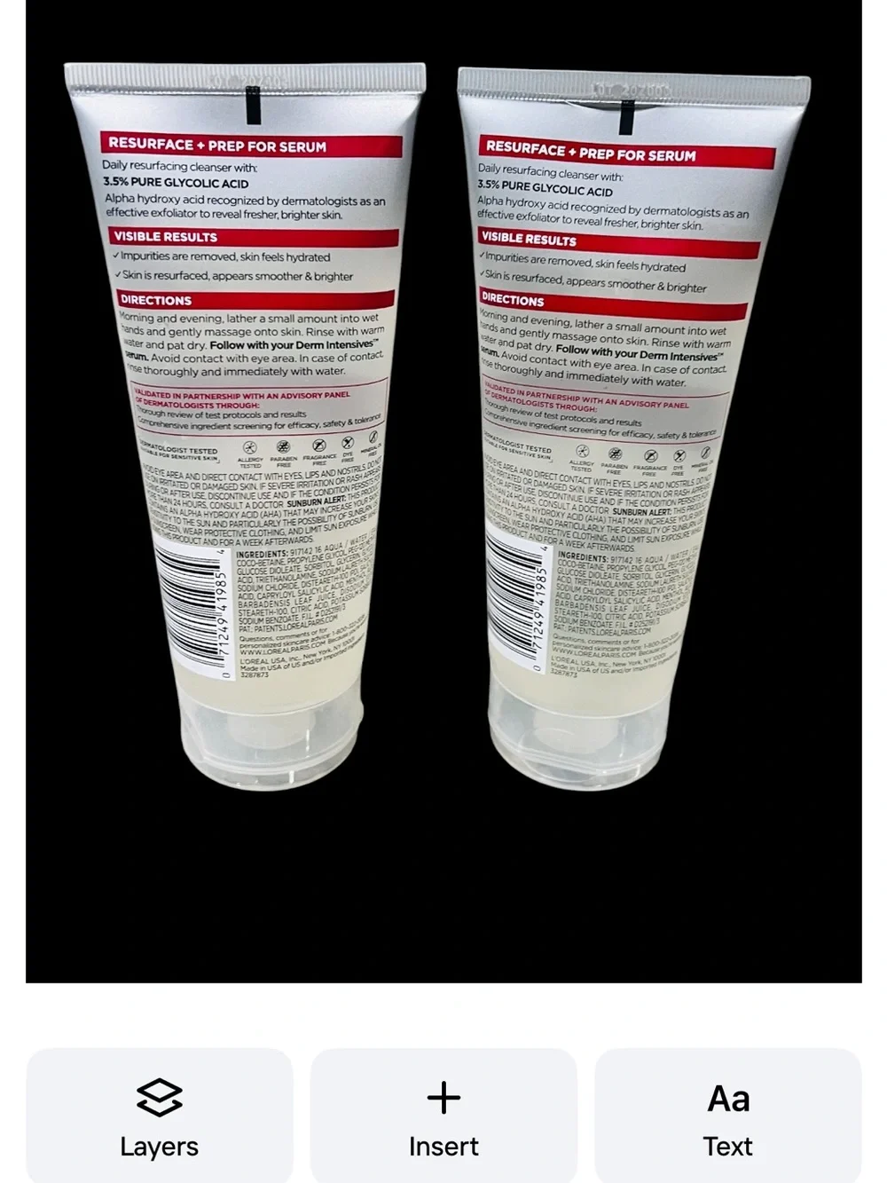 L'Oreal Revitalift 3.5% Glycolic Cleansing Gel - Silver, Red, Blue, Black